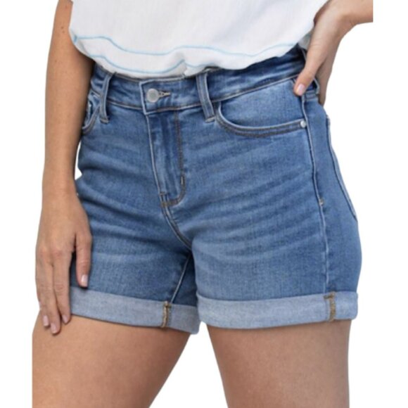 Judy Blue Mid-Rise Distressed Denim Cuffed Shorts Size 27 - Picture 2 of 16